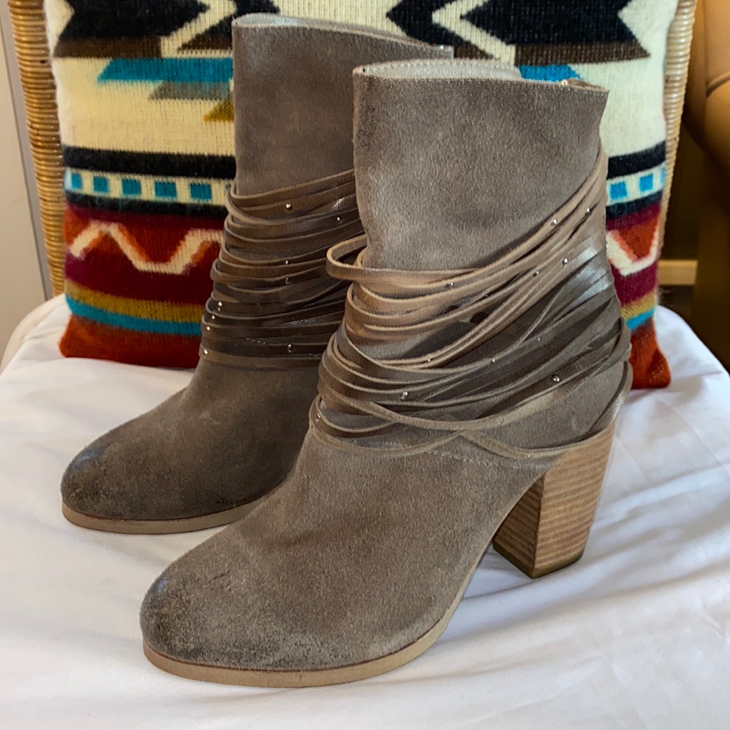 Antelope Bangles Suede Zip Back Ombr Ankle Boots Sz 7.5 $295 Last Call